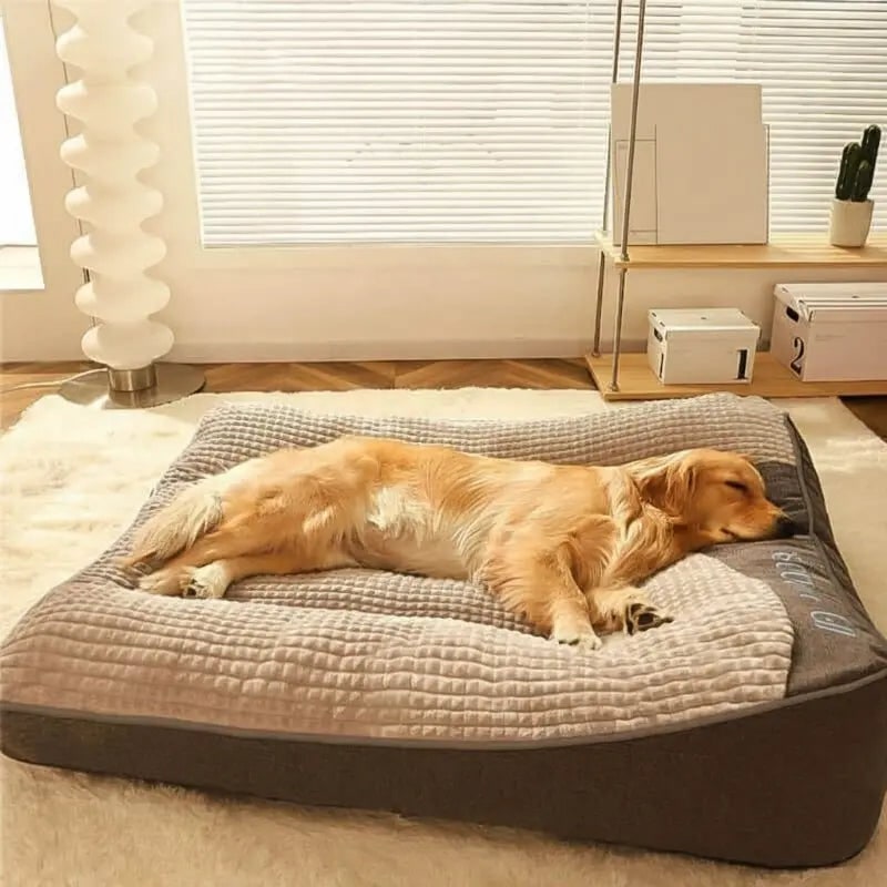 Orthopedic Dog Bed with Plush Waffle Top and Bolster Headrest for Large - Image 2