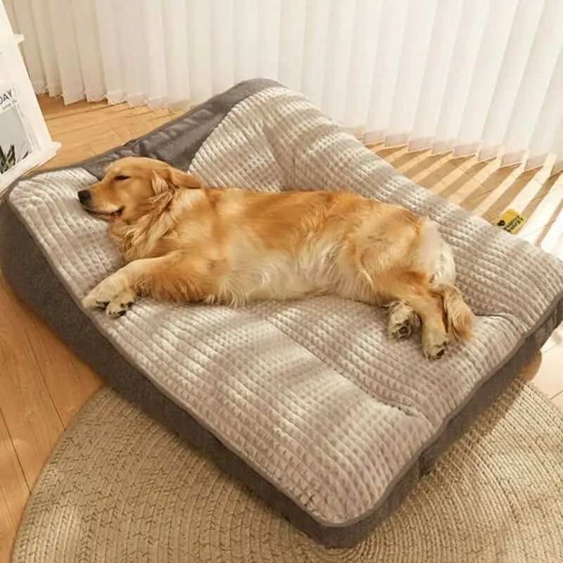 Orthopedic Dog Bed with Plush Waffle Top and Bolster Headrest for Large - Image 3