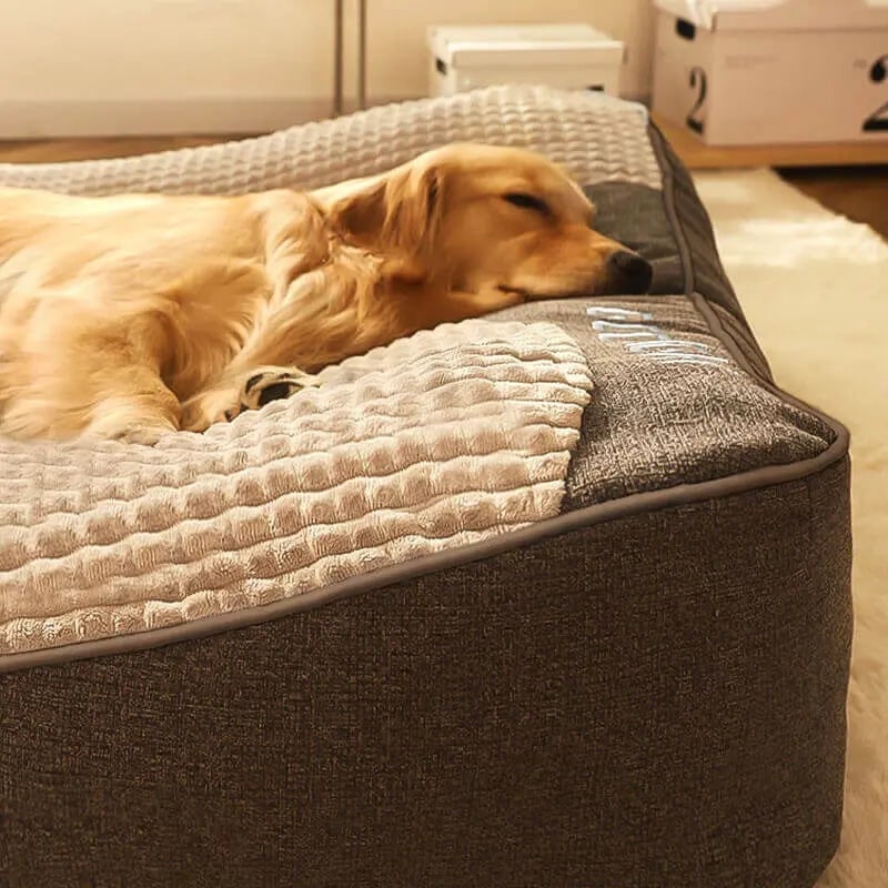 Orthopedic Dog Bed with Plush Waffle Top and Bolster Headrest for Large - Image 4