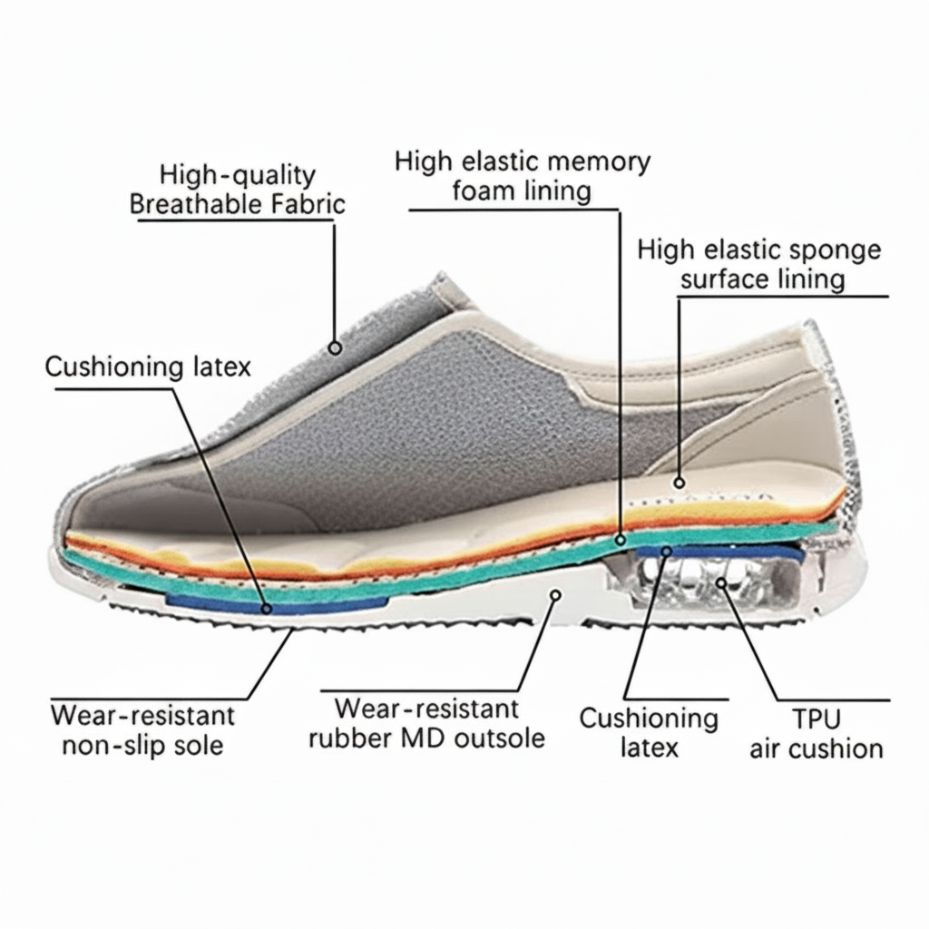 Orthopedic Shoes with Breathable Mesh Cushioned Insole and Hook Loop Closure for Swollen Feet - Image 5