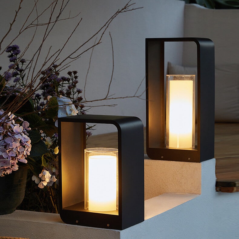 Outdoor Floor Lamp with Modern Rectangular Frame for Patio and Garden Lighting - Image 13