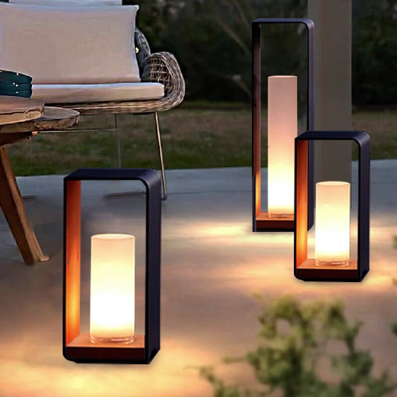 Outdoor Floor Lamp with Modern Rectangular Frame for Patio and Garden Lighting - Image 15