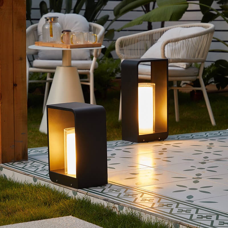 Outdoor Floor Lamp with Modern Rectangular Frame for Patio and Garden Lighting - Image 18
