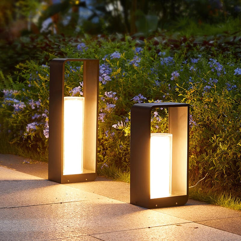 Outdoor Floor Lamp with Modern Rectangular Frame for Patio and Garden Lighting - Image 19