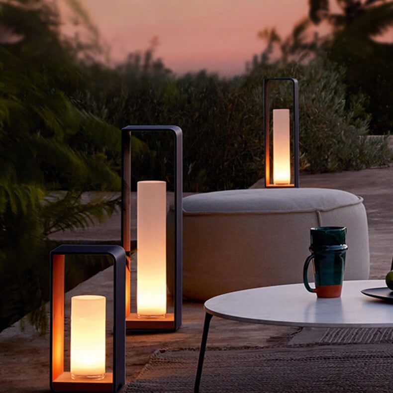 Outdoor Floor Lamp with Modern Rectangular Frame for Patio and Garden Lighting - Image 21