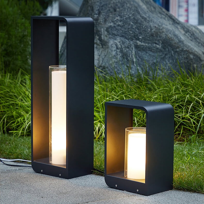 Outdoor Floor Lamp with Modern Rectangular Frame for Patio and Garden Lighting - Image 4