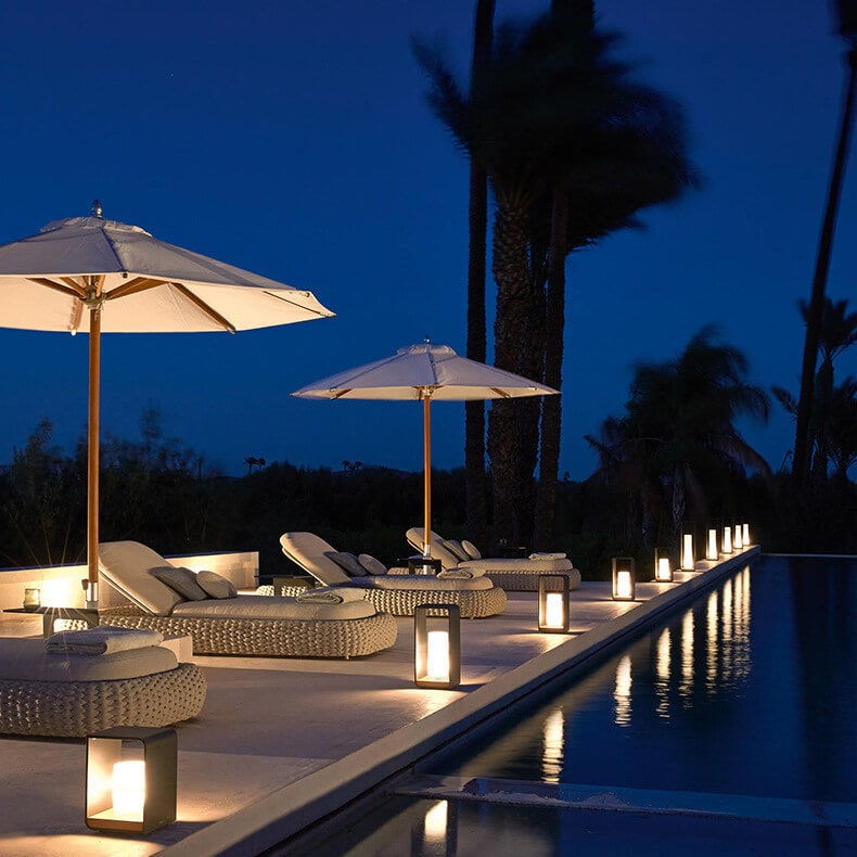 Outdoor Floor Lamp with Modern Rectangular Frame for Patio and Garden Lighting - Image 5