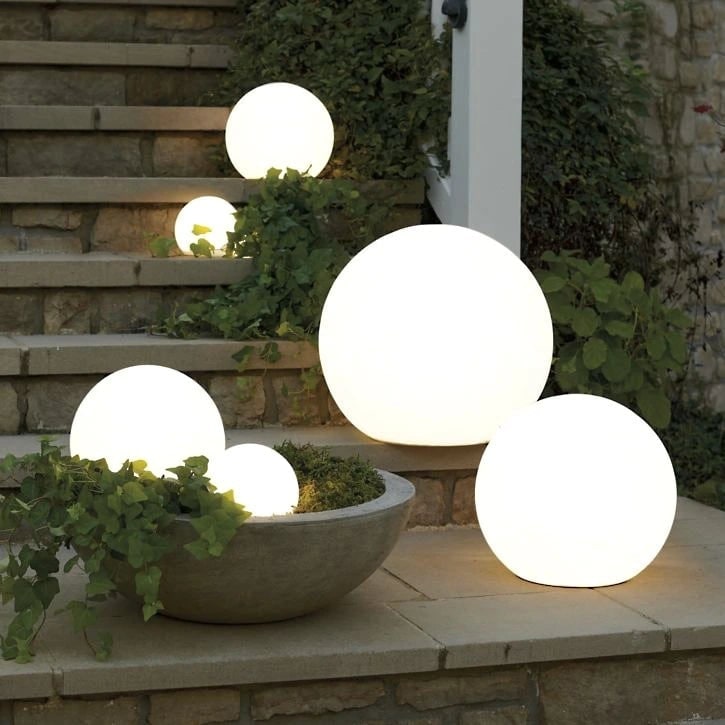 Outdoor Globe Lights with Cordless Frosted Design and Warm White LED - Image 2