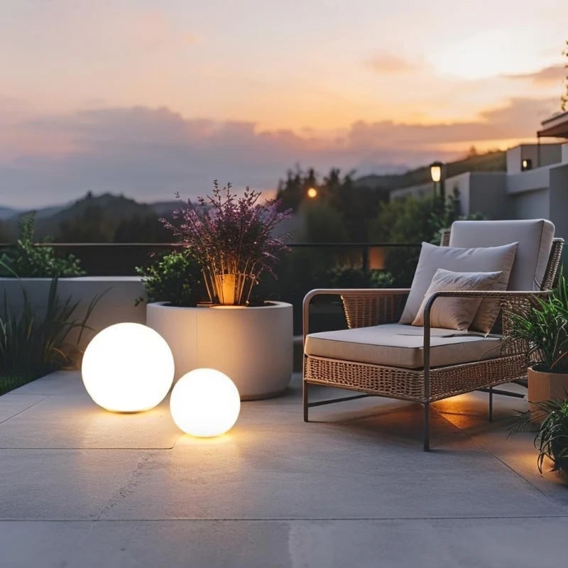 Outdoor Globe Lights with Cordless Frosted Design and Warm White LED - Image 3
