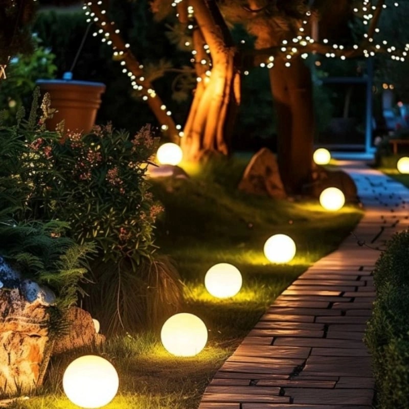 Outdoor Globe Lights with Cordless Frosted Design and Warm White LED - Image 5