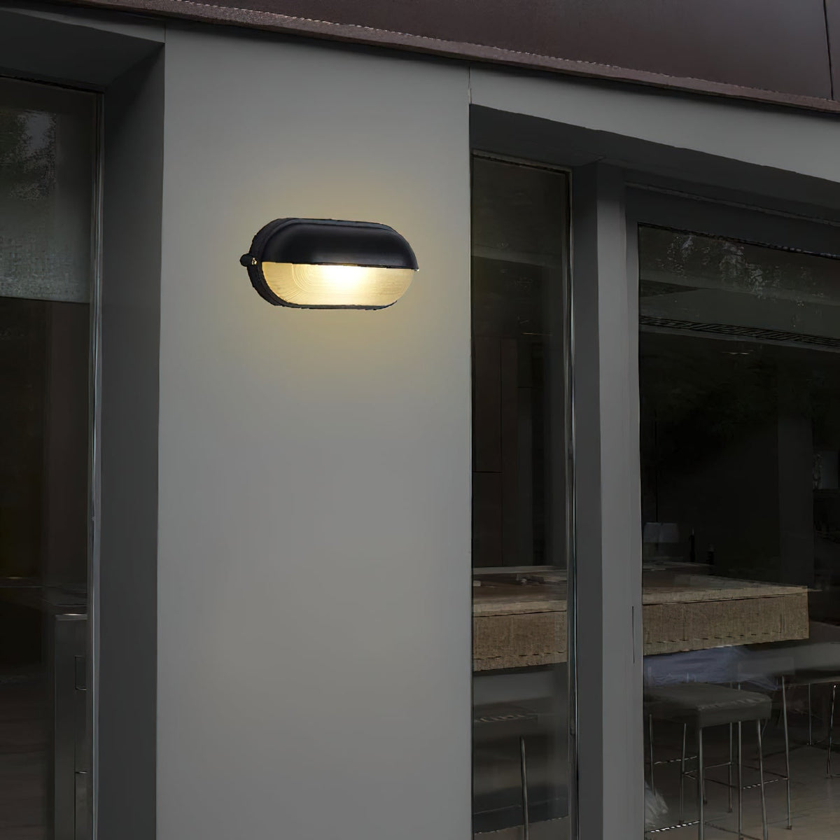 Outdoor Wall Light with Bulkhead Design Oval Eyelid Cover and Industrial Nautical Style - Image 11