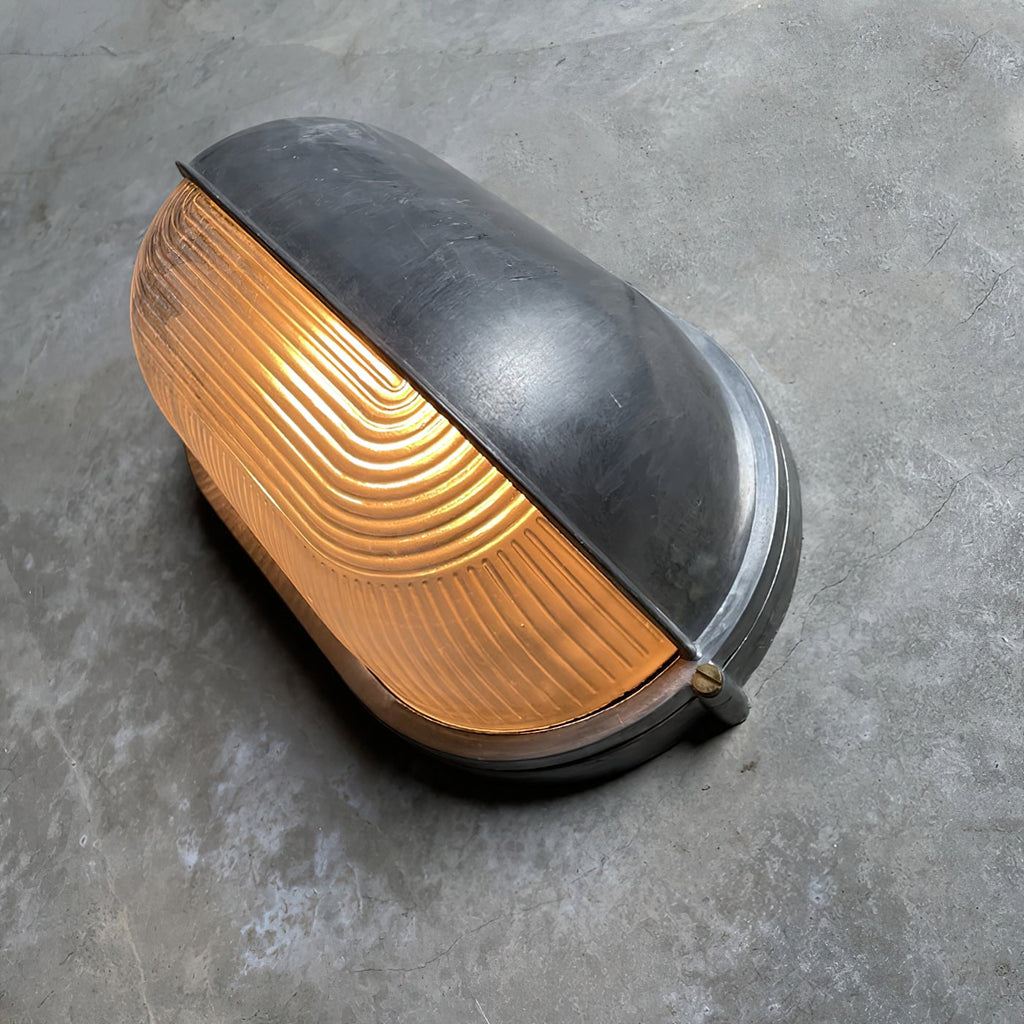 Outdoor Wall Light with Bulkhead Design Oval Eyelid Cover and Industrial Nautical Style - Image 3