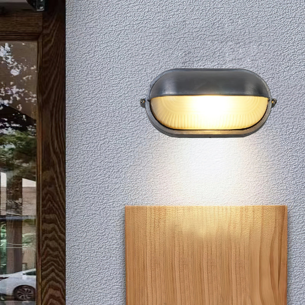 Outdoor Wall Light with Bulkhead Design Oval Eyelid Cover and Industrial Nautical Style - Image 7