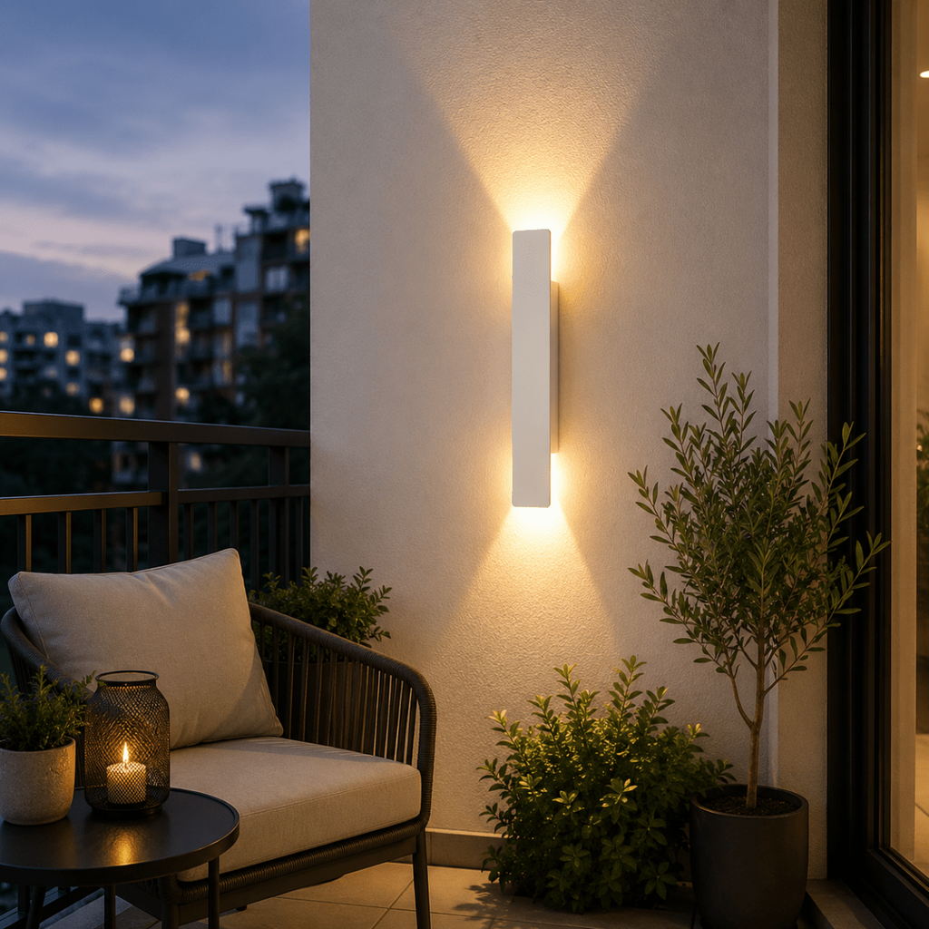 Outdoor Wall Sconce with LED Up and Down Lighting in Slim Rectangular Design - Image 1