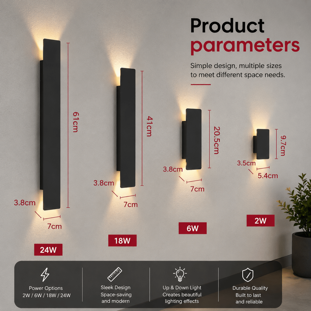 Outdoor Wall Sconce with LED Up and Down Lighting in Slim Rectangular Design - Image 5
