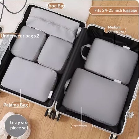 Packing Cubes for Travel with Compression Luggage Organizer Bags and Zippered Shoe Storage - Image 1