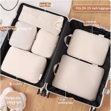 Packing Cubes for Travel with Compression Luggage Organizer Bags and Zippered Shoe Storage - Image 6