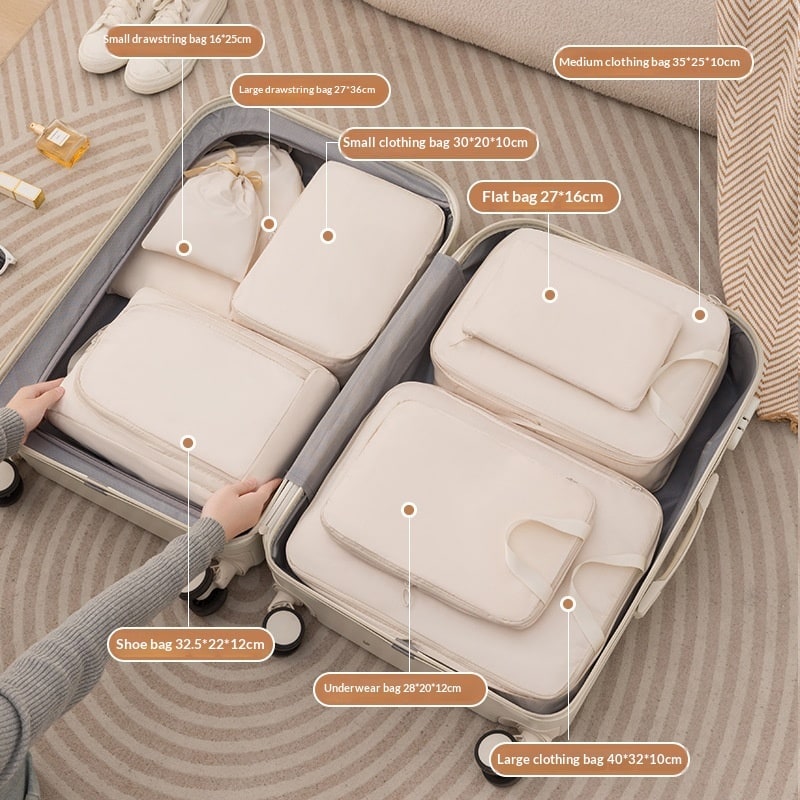 Packing Cubes for Travel with Compression Luggage Organizer Bags and Zippered Shoe Storage - Image 7