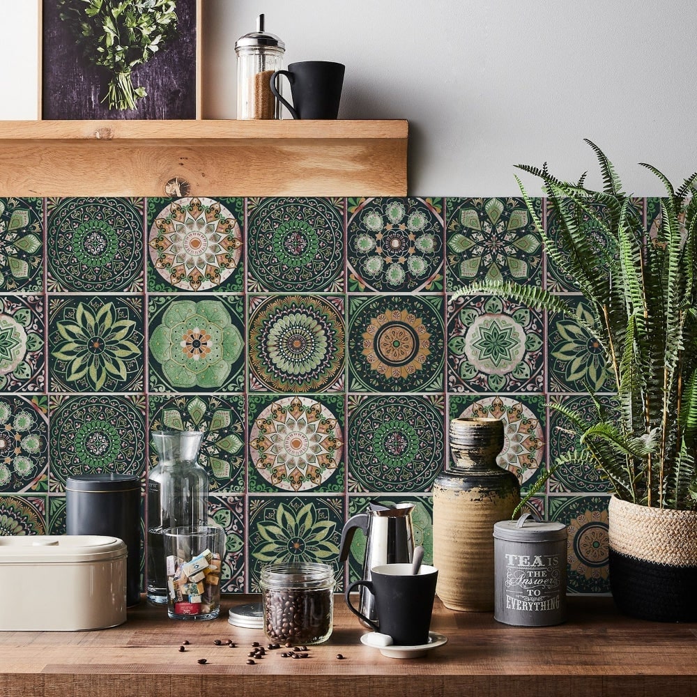 Peel and Stick Tile Backsplash Wall Art Decor Stickers Mandala Patterns Pack of 24 - Image 3