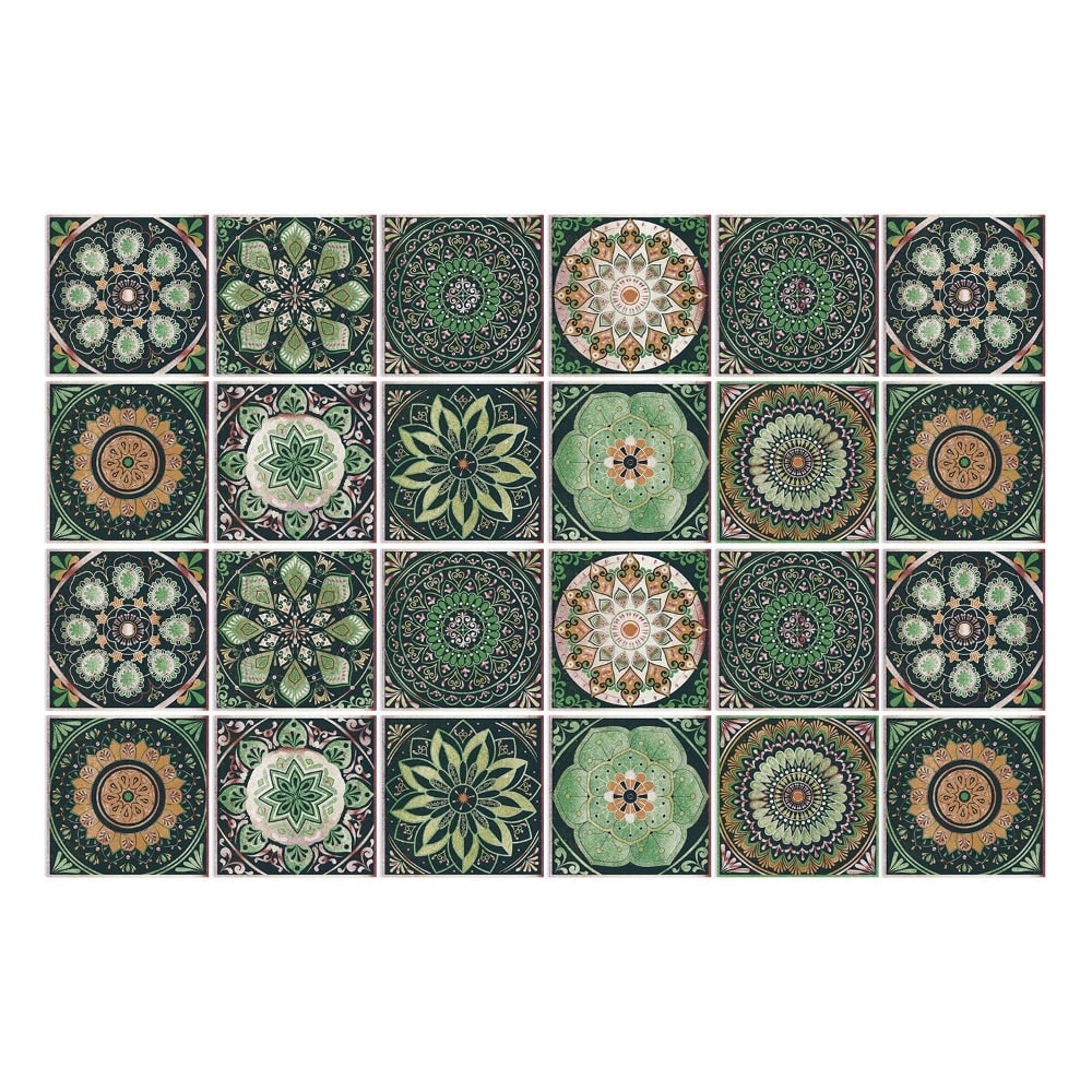 Peel and Stick Tile Backsplash Wall Art Decor Stickers Mandala Patterns Pack of 24 - Image 4