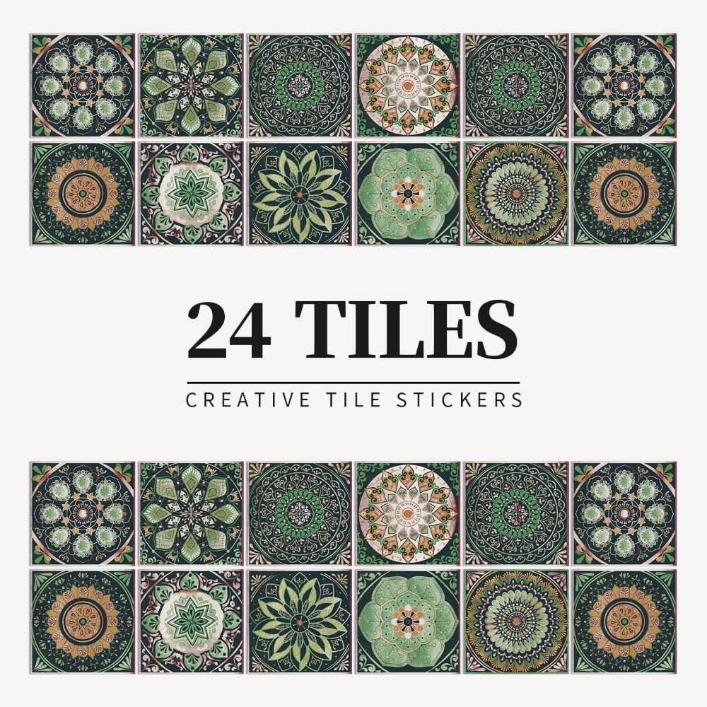 Peel and Stick Tile Backsplash Wall Art Decor Stickers Mandala Patterns Pack of 24 - Image 8