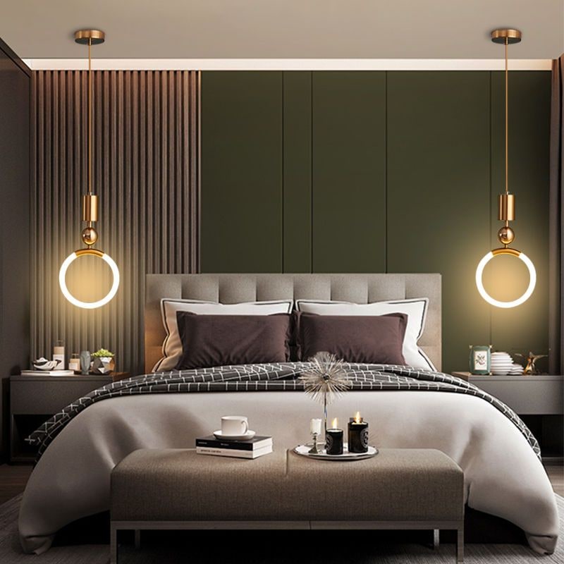 Pendant Light with Gold Plated Ring LED Design and Minimalist Geometric Form for Kitchen Living Room - Image 5