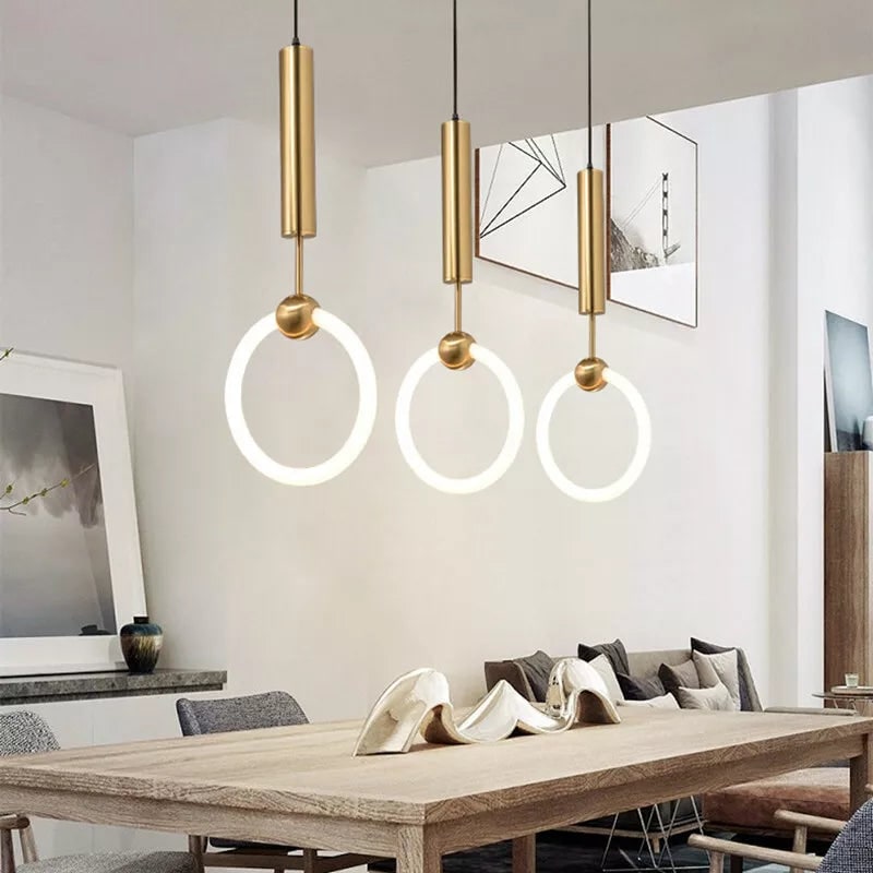 Pendant Light with Gold Plated Ring LED Design and Minimalist Geometric Form for Kitchen Living Room - Image 6