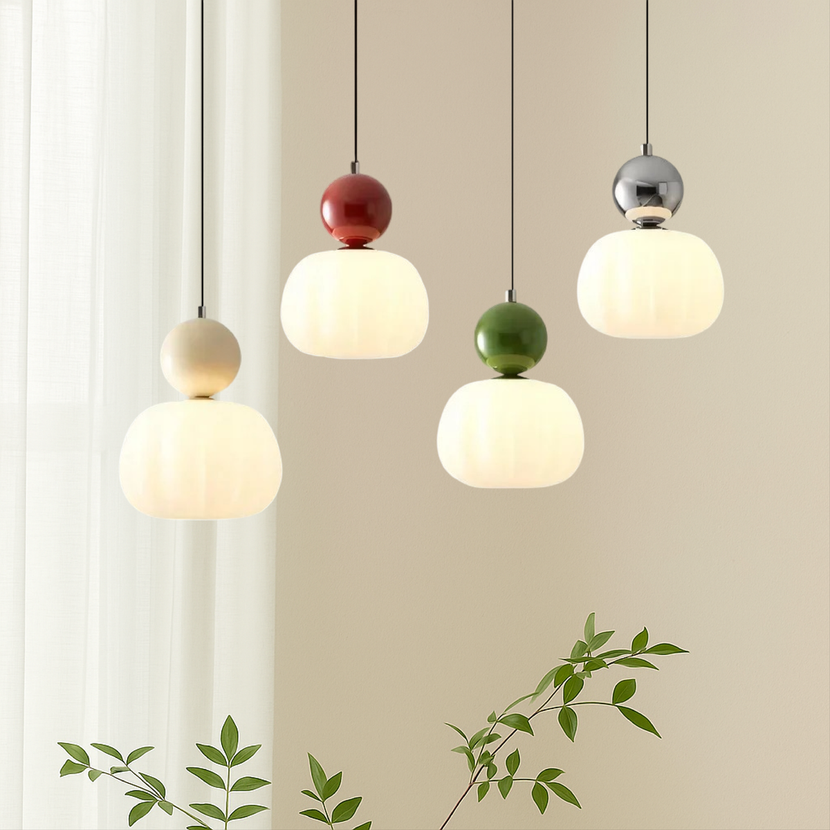 Pendant Light with Translucent Shade and Spherical Accent for Kitchen Living Room - Image 1