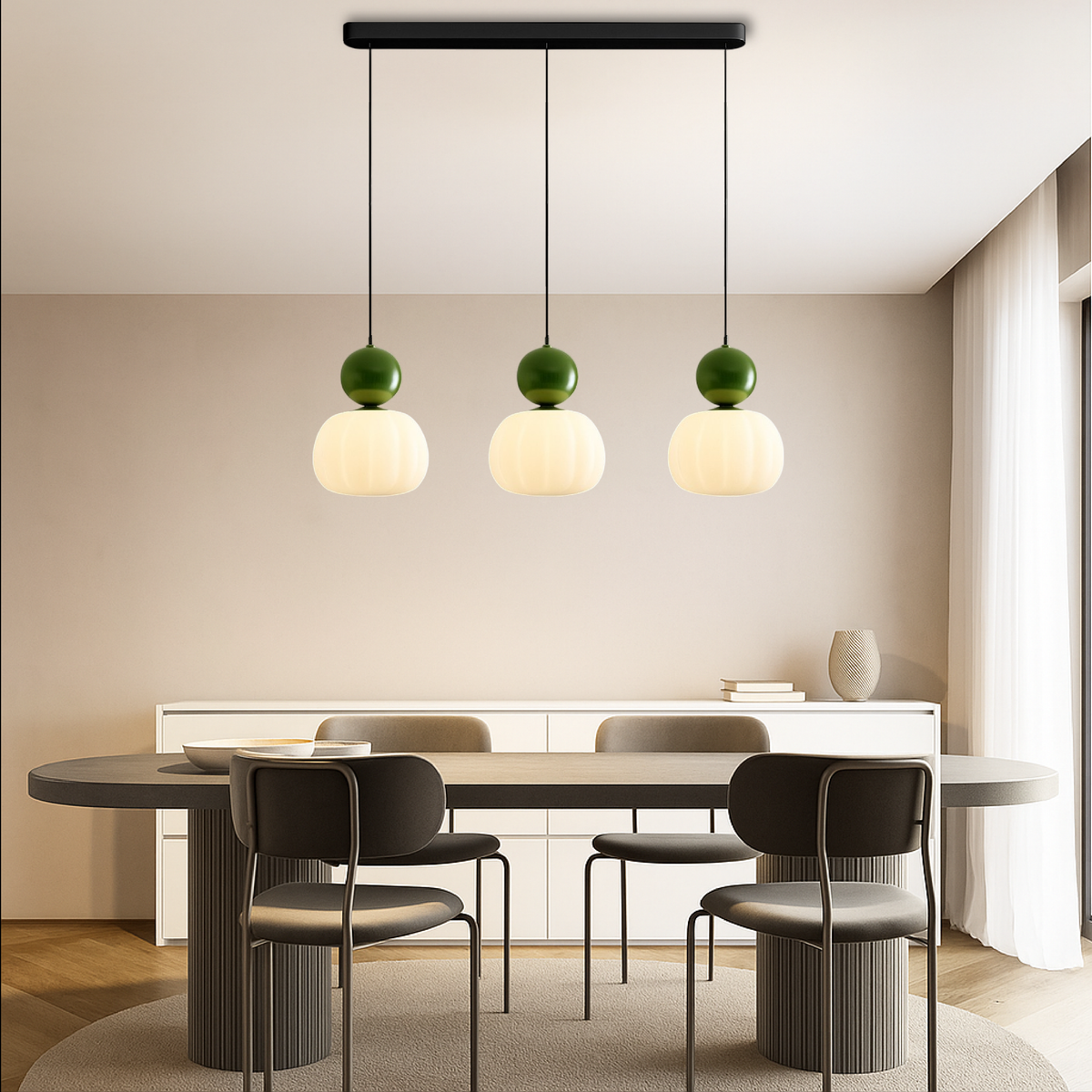 Pendant Light with Translucent Shade and Spherical Accent for Kitchen Living Room - Image 3