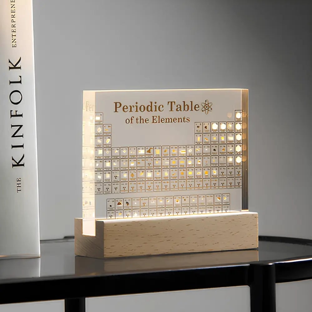 Periodic Table Display with Real Element Samples and LED Illuminated Acrylic Base - Image 2