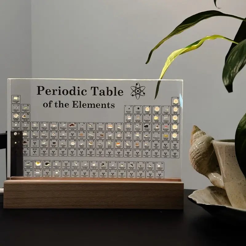 Periodic Table Display with Real Element Samples and LED Illuminated Acrylic Base - Image 3