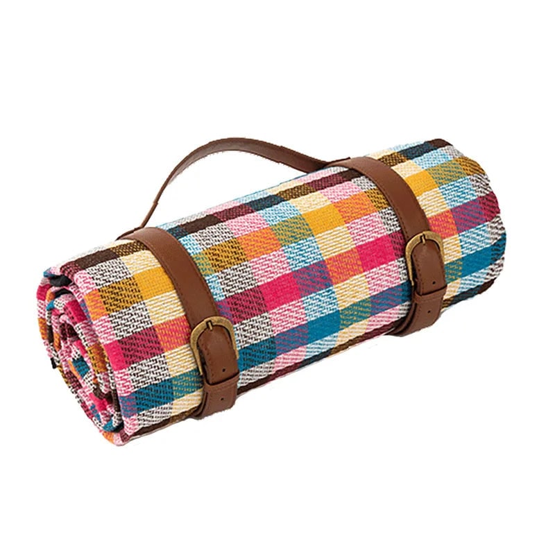 Picnic Blanket with Carrying Strap Waterproof Backing and Foldable Design - Image 3
