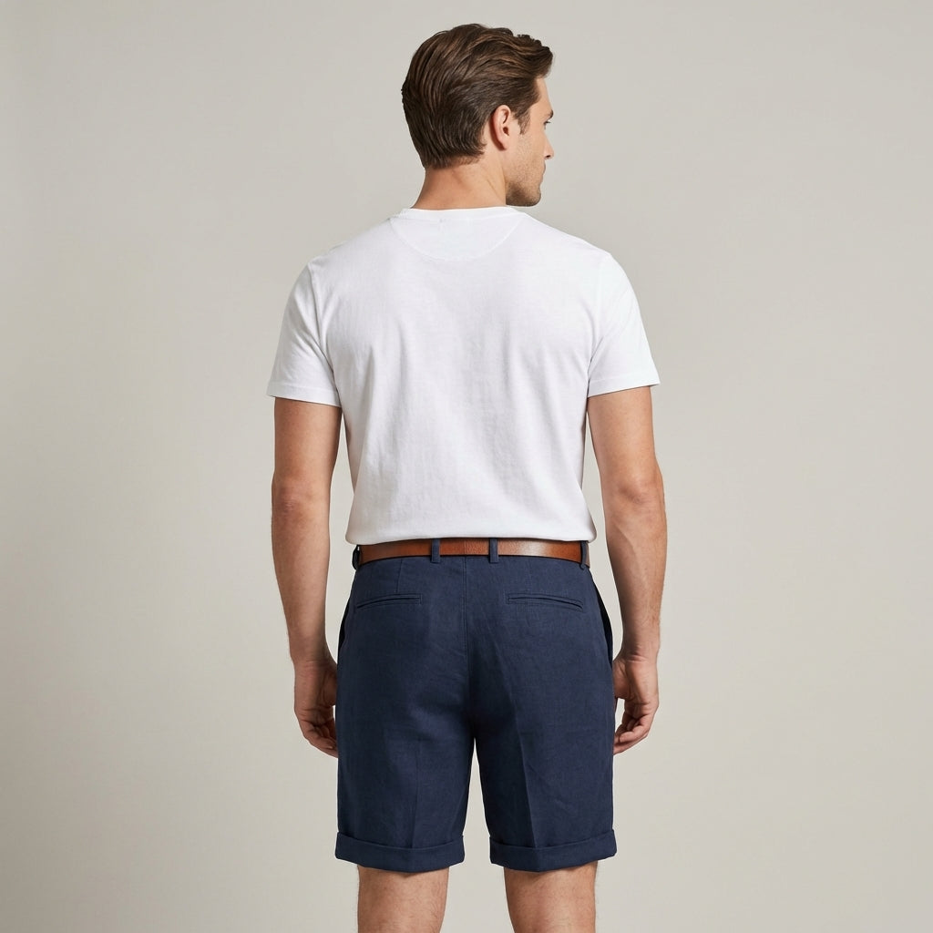 Pietro | Pantaloncini Uomo Bianchi Classici con Risvolto