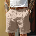 Pietro | Pantaloncini Uomo Bianchi Classici con Risvolto Cachi