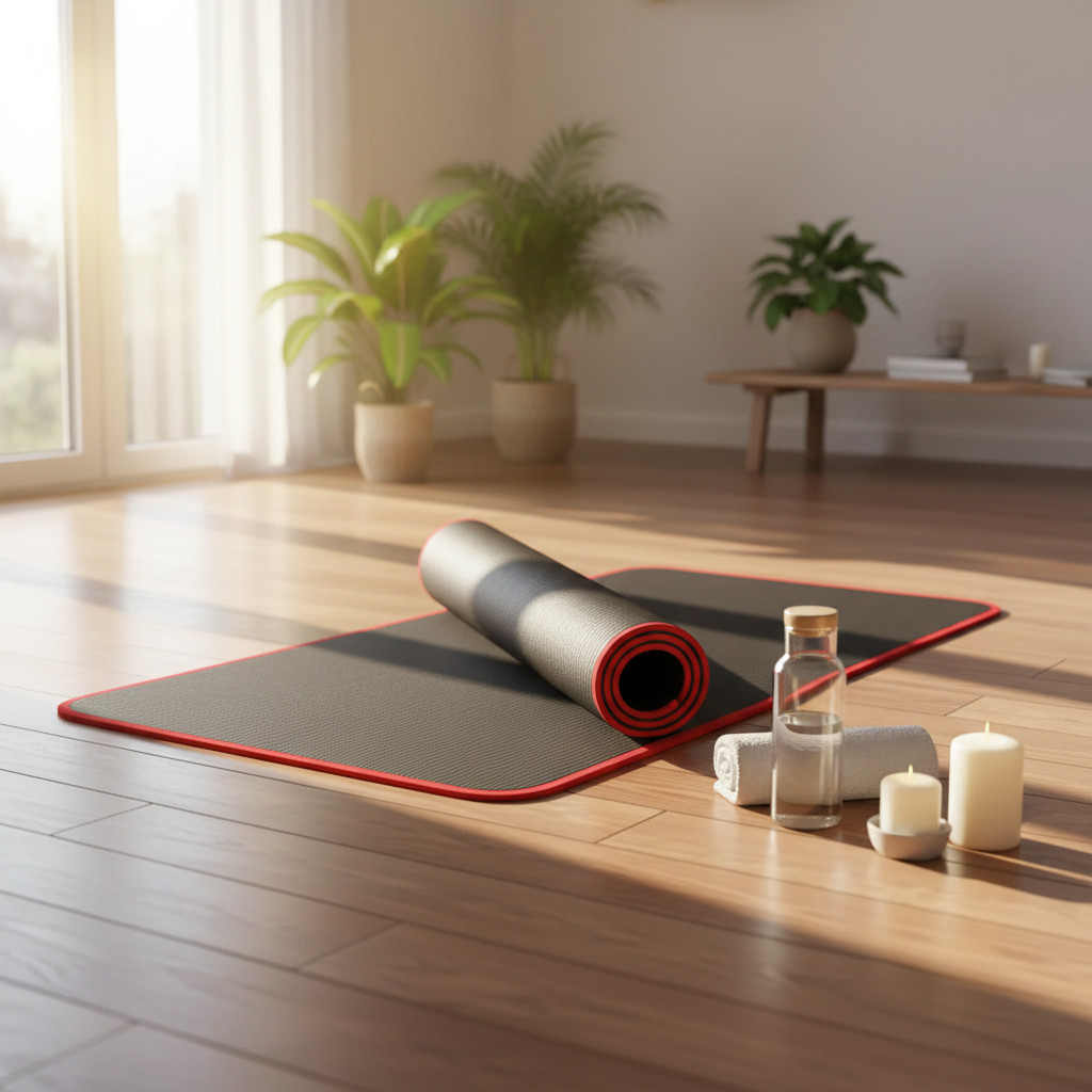 Pilates Exercise Mat with 10mm Thick Foam Cushioning Non-Slip Surface and Fabric Bound Edges - Image 2