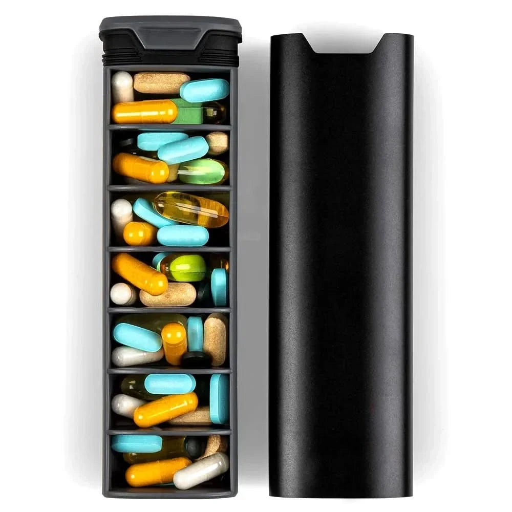 Pill Organizer with 7 Daily Compartments Sliding Tray and Protective Sleeve - Image 4