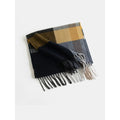 Plaid Winter Scarf for Ladies with Herringbone Weave and Fringe - Image 1