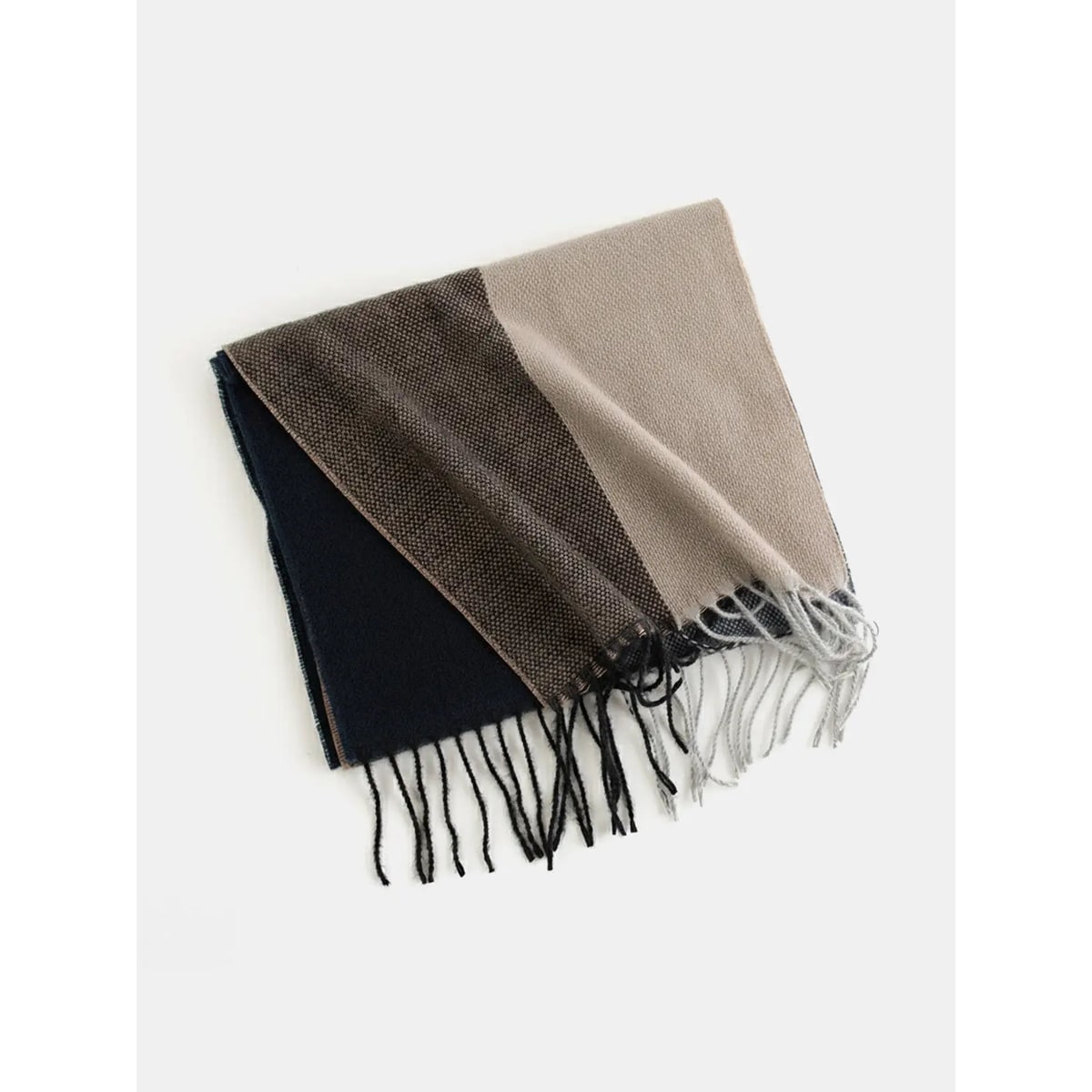 Plaid Winter Scarf for Ladies with Herringbone Weave and Fringe - Image 3