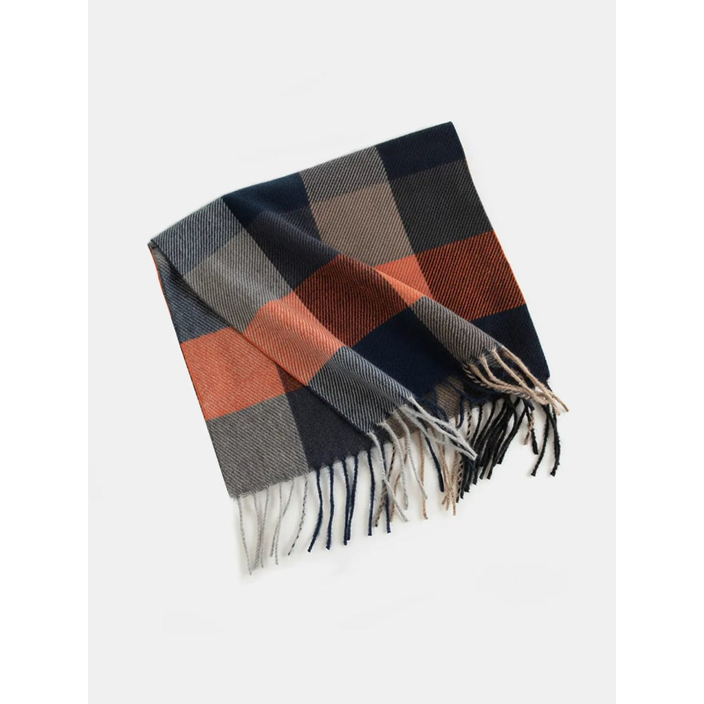 Plaid Winter Scarf for Ladies with Herringbone Weave and Fringe - Image 6