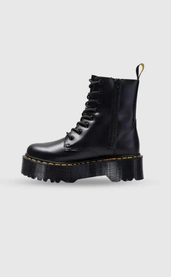Platform Combat Boots with Chunky Sole Lace-Up Front and Side Zipper - Image 3