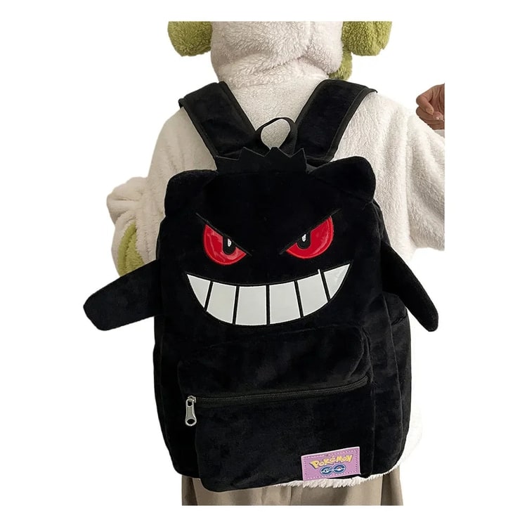 Plush Backpack with Cartoon Monster Design and Front Pocket for Kids - Image 5