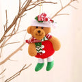 Plush Christmas Ornaments with Dangling Legs Faux Fur Trim and Metal Bells - Image 4