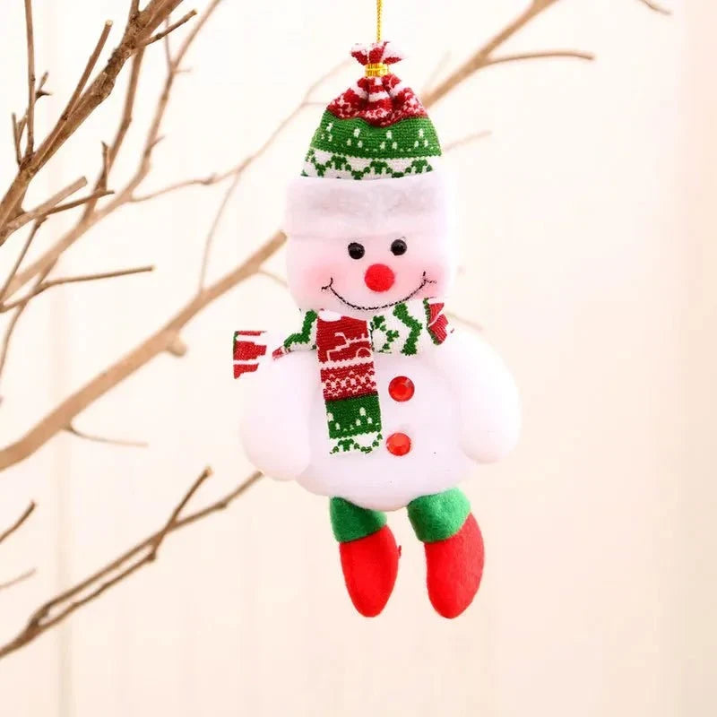 Plush Christmas Ornaments with Dangling Legs Faux Fur Trim and Metal Bells - Image 5