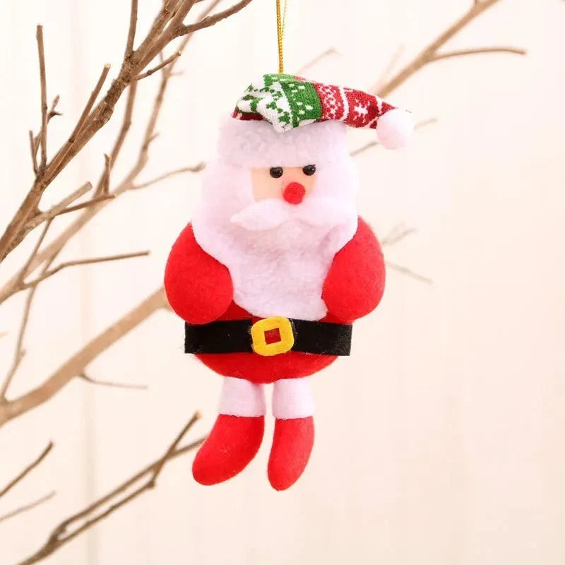 Plush Christmas Ornaments with Dangling Legs Faux Fur Trim and Metal Bells - Image 7