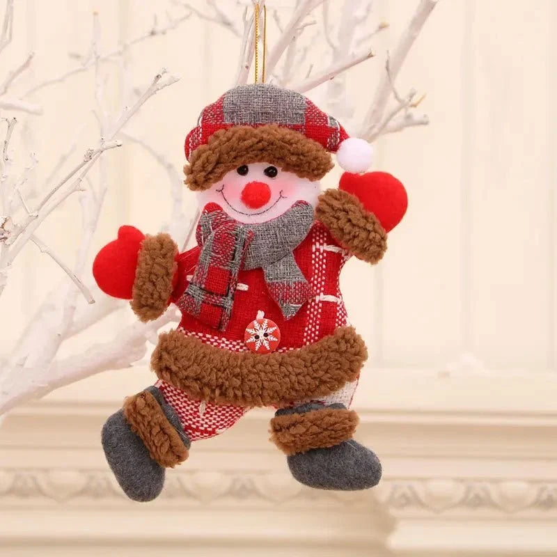 Plush Christmas Ornaments with Dangling Legs Faux Fur Trim and Metal Bells - Image 9