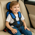 Portable Booster Car Seat with Five-Point Harness and Padded Headrest for Travel - Image 1