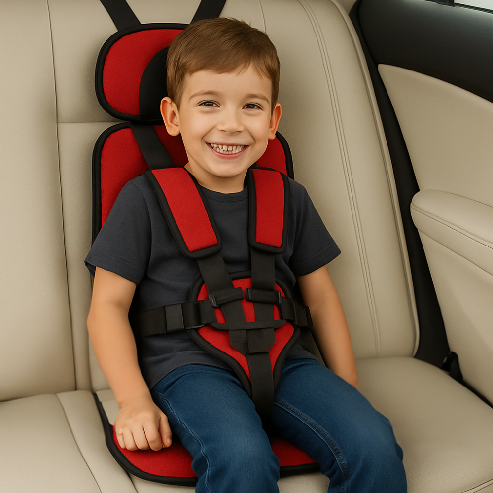 Portable Booster Car Seat with Five-Point Harness and Padded Headrest for Travel - Image 3