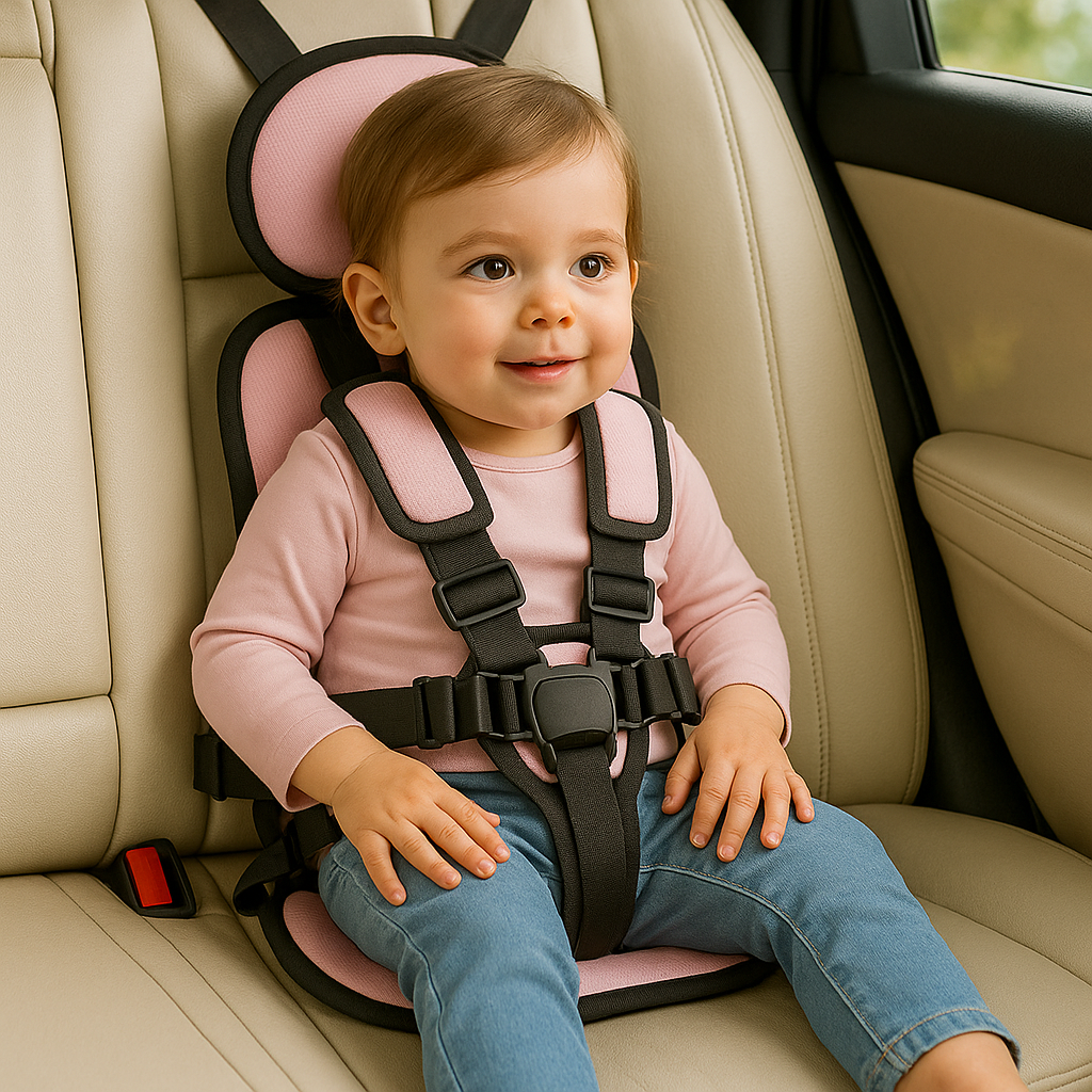 Portable Booster Car Seat with Five-Point Harness and Padded Headrest for Travel - Image 4