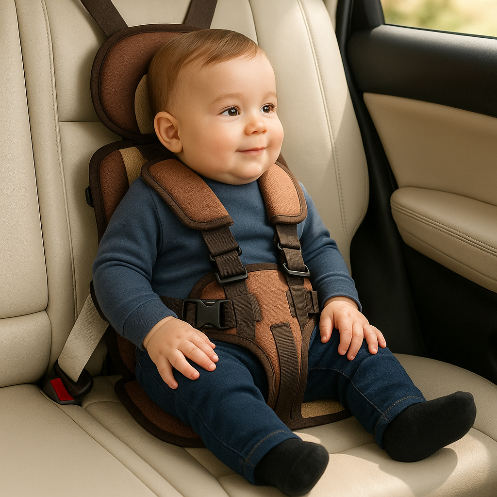 Portable Booster Car Seat with Five-Point Harness and Padded Headrest for Travel - Image 7