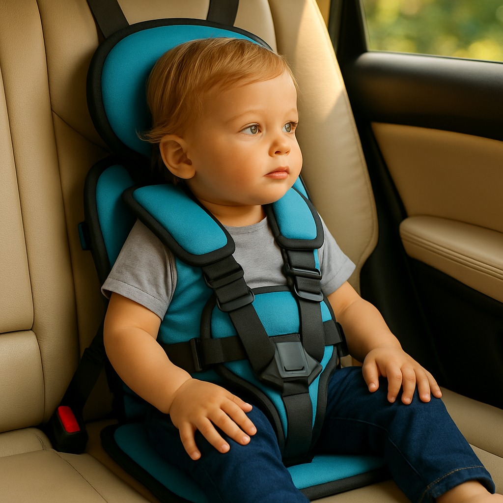 Portable Booster Car Seat with Five-Point Harness and Padded Headrest for Travel - Image 9